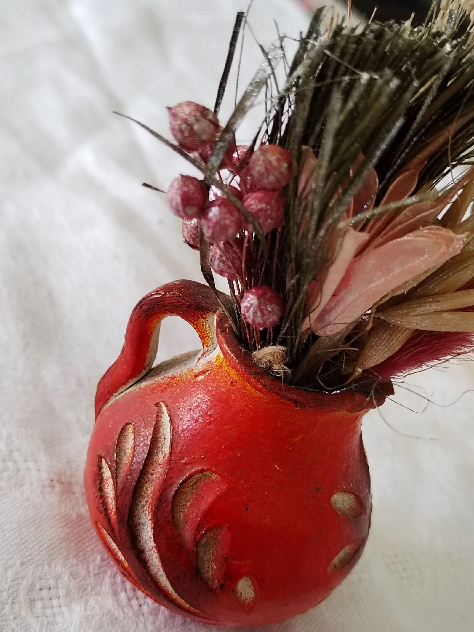 conjunto de 2 bonitos mini jarrones vintage con sus pequeños ramos de flores secas... – photo 18